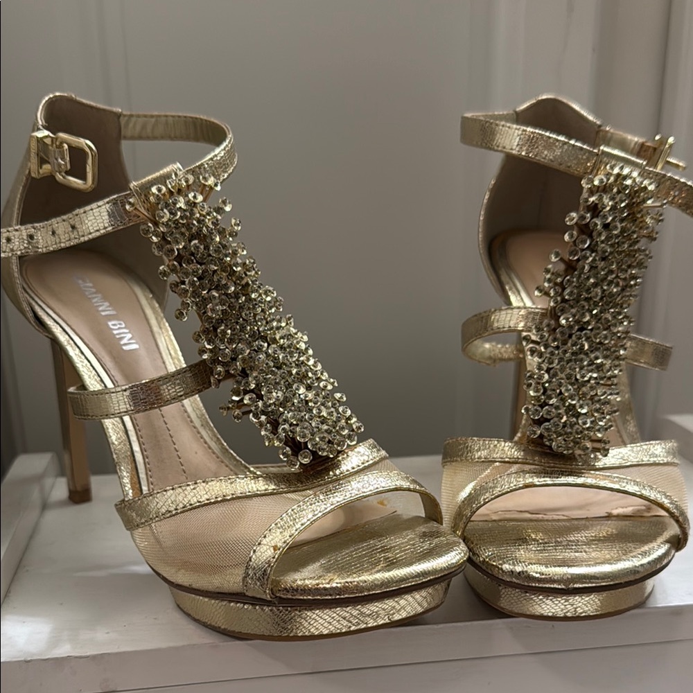 Gianni Bini Gold Strappy Heels